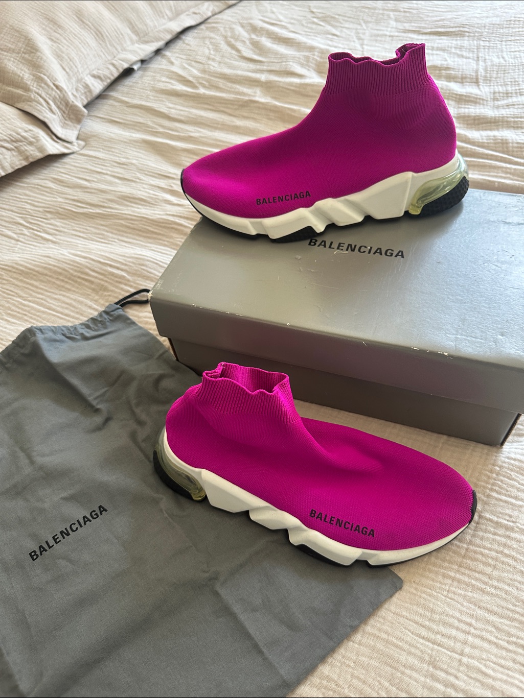 Balenciaga Fuchsia Sock-Style Speed Trainer Sneakers